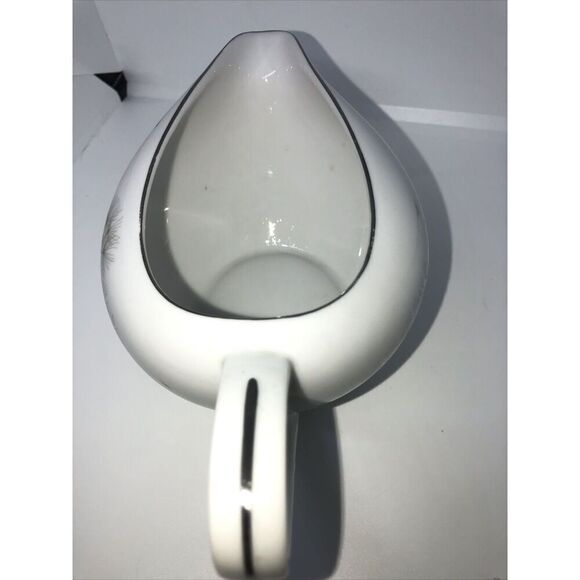 Bristol Fine China Winter Pine Collection Silver Trim Gravy Boat Japan Vintage - Picture 2 of 6